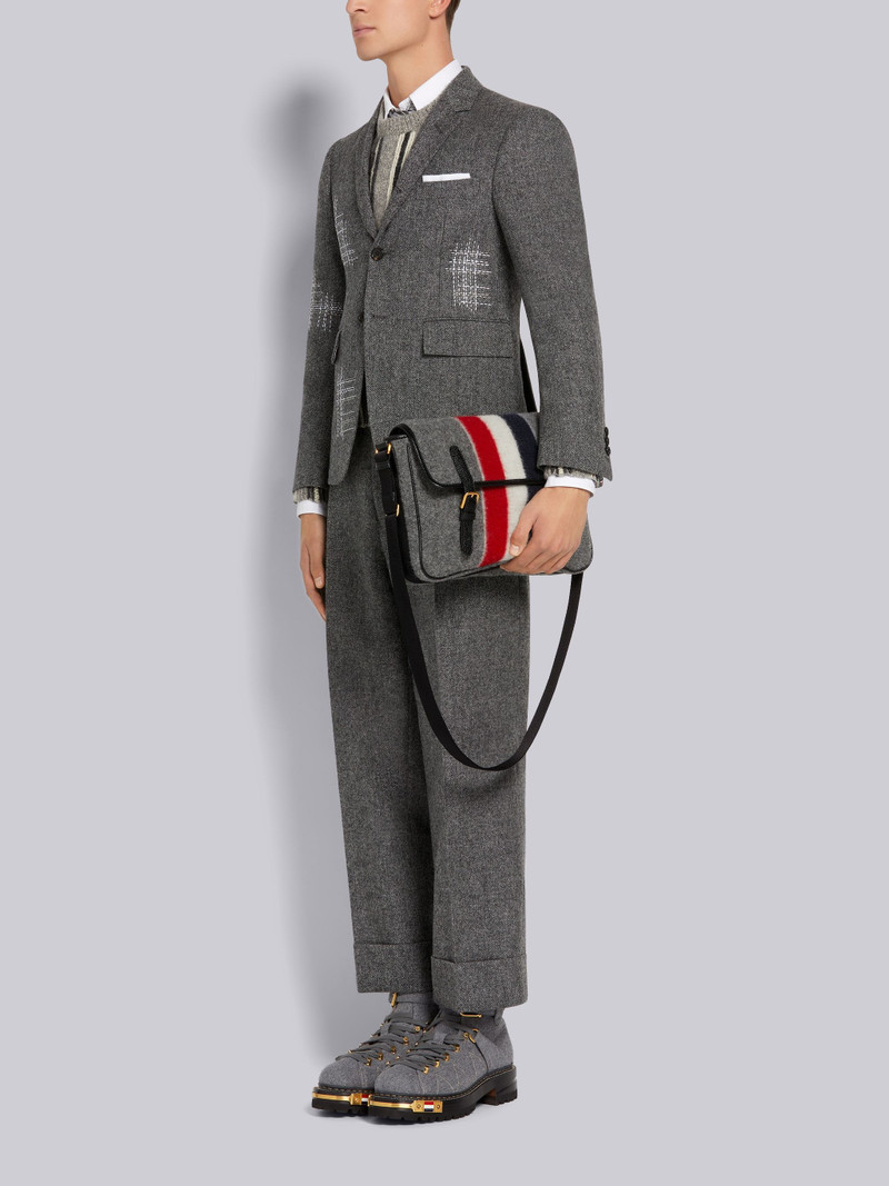 Medium Grey Boiled Wool Stripe Hunting Messenger Bag 6