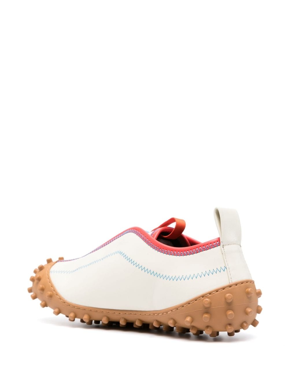 decorative-stitching round-toe sneakers - 3