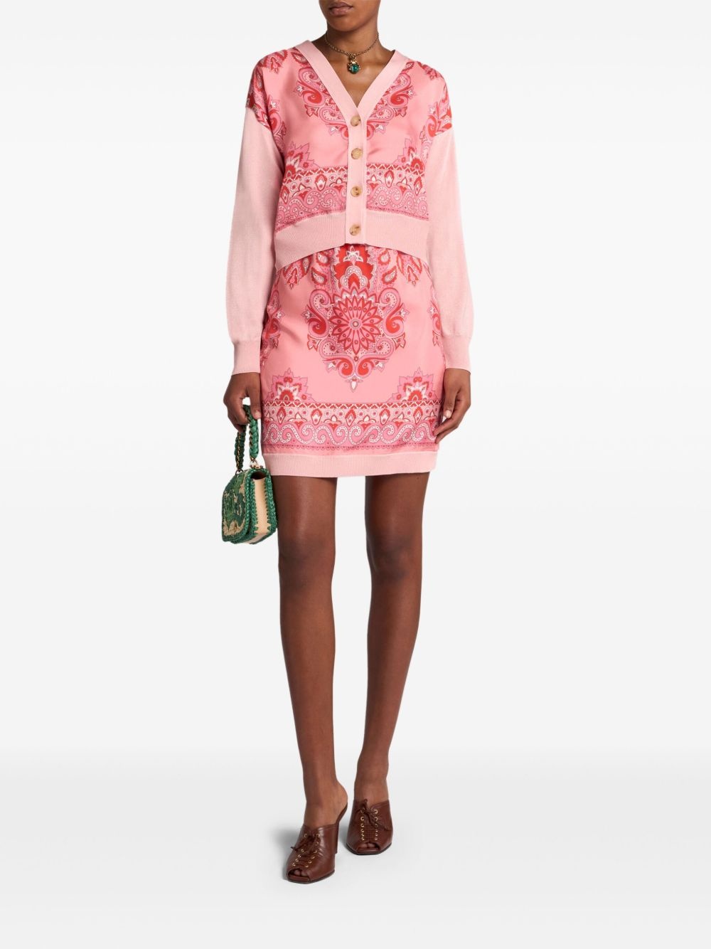 printed-panel cardigan - 2
