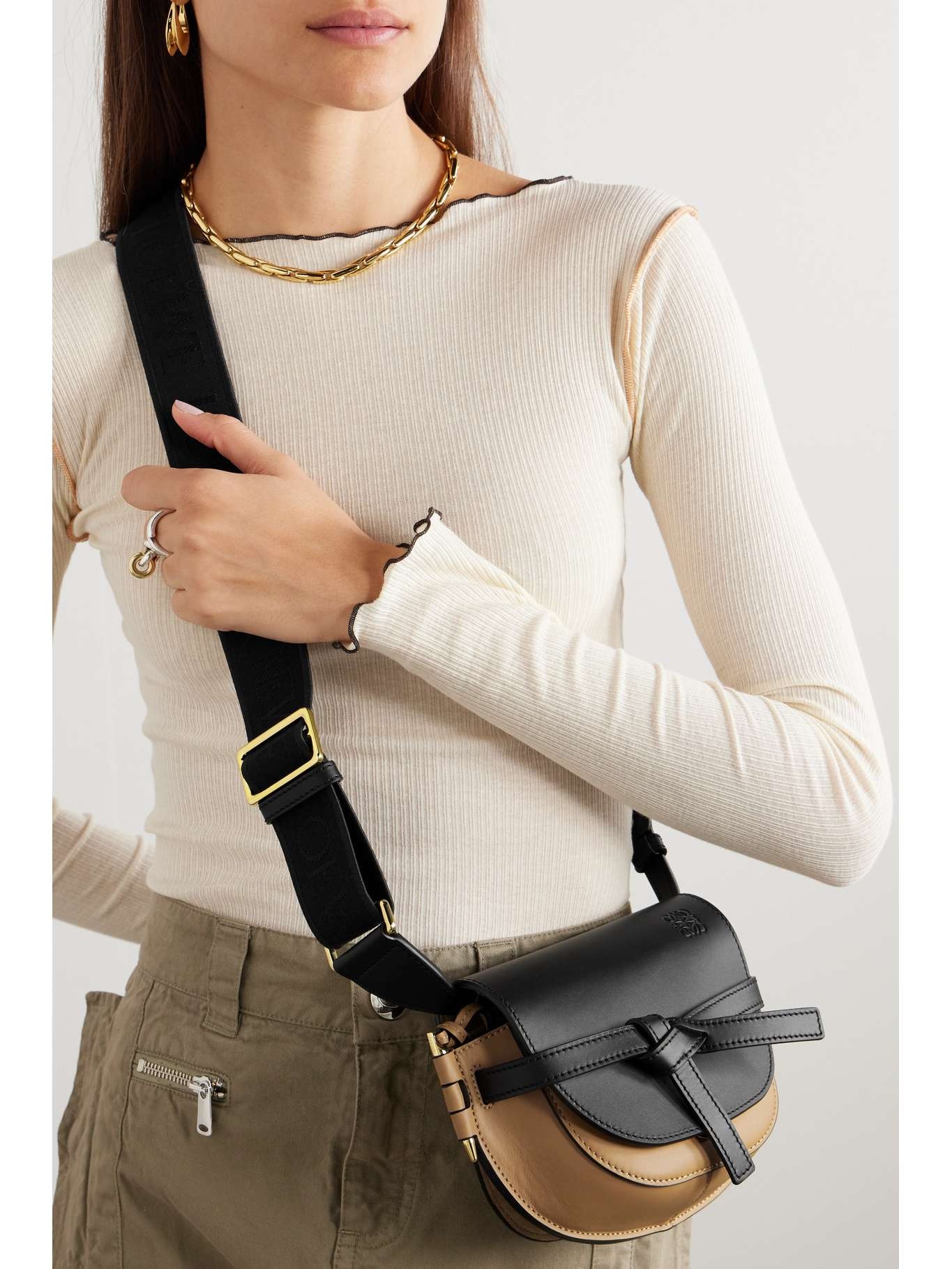 【LOEWE】Gate Dual mini two-tone leather shoulder bag Loewe Gate Dual mini two-tone leather shoulder bag