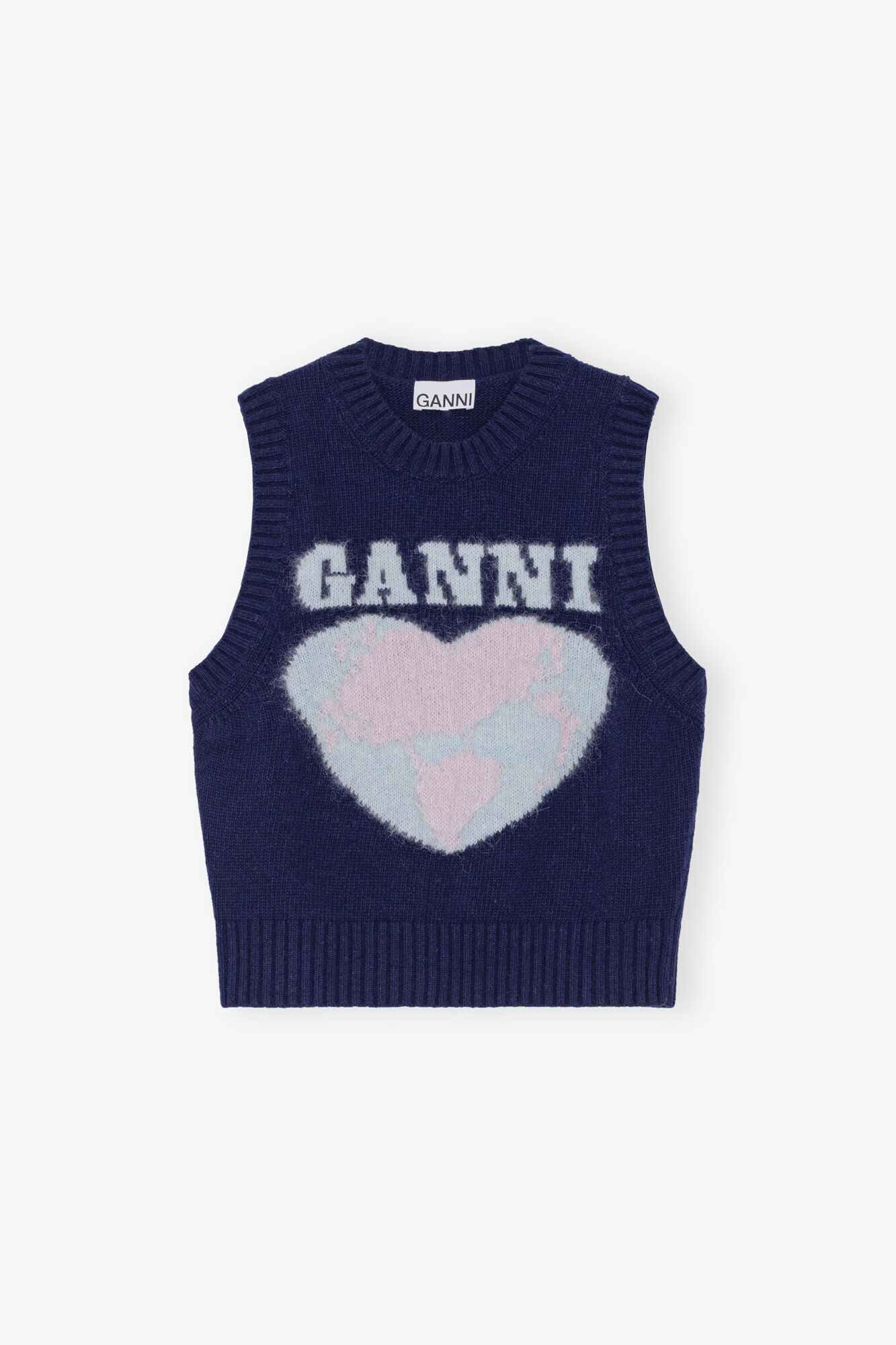 NAVY GRAPHIC SOFT WOOL MIX VEST - 1