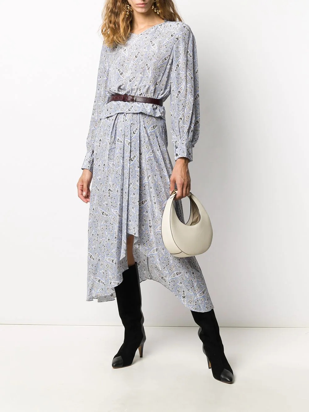 paisley print silk midi dress - 2