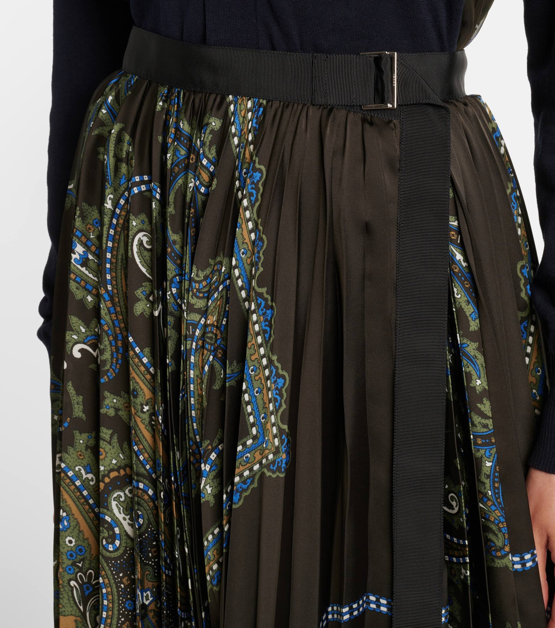 Paisley plissé midi skirt - 4