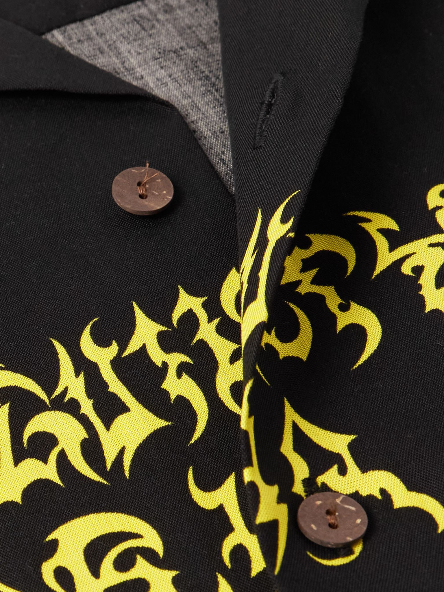 + Neck Face Convertible-Collar Printed TENCEL™ Lyocell Shirt Black - 4