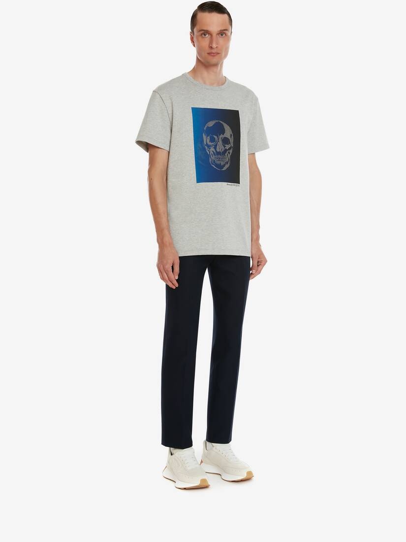 Men's Dégradé Skull T-shirt in Pale Grey - 3