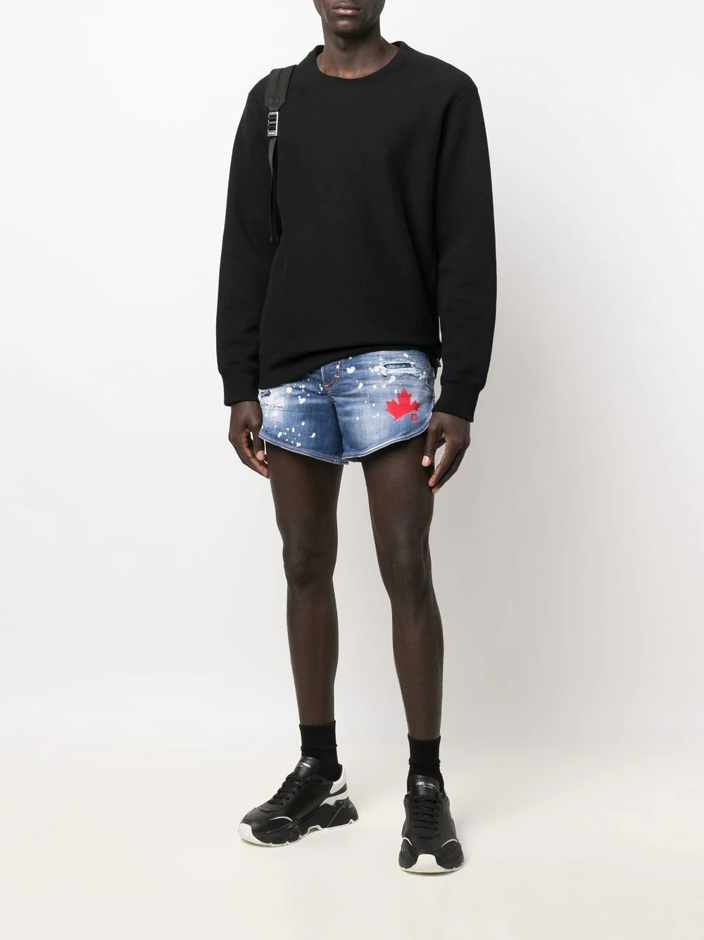 Maple logo ripped denim shorts - 2