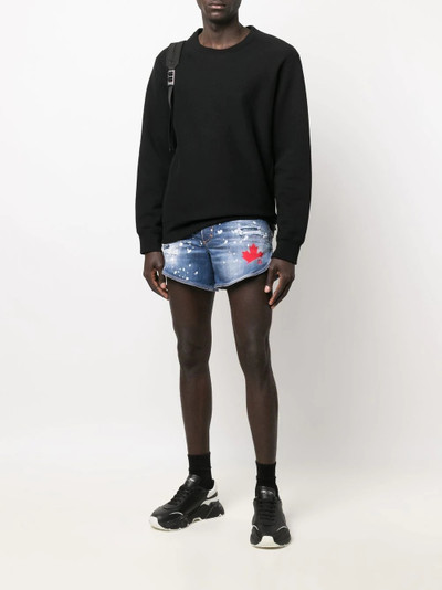 DSQUARED2 Maple logo ripped denim shorts outlook