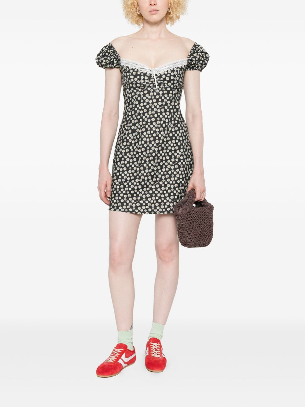 Ditsy Daisy puff-sleeve floral mini dress - 2
