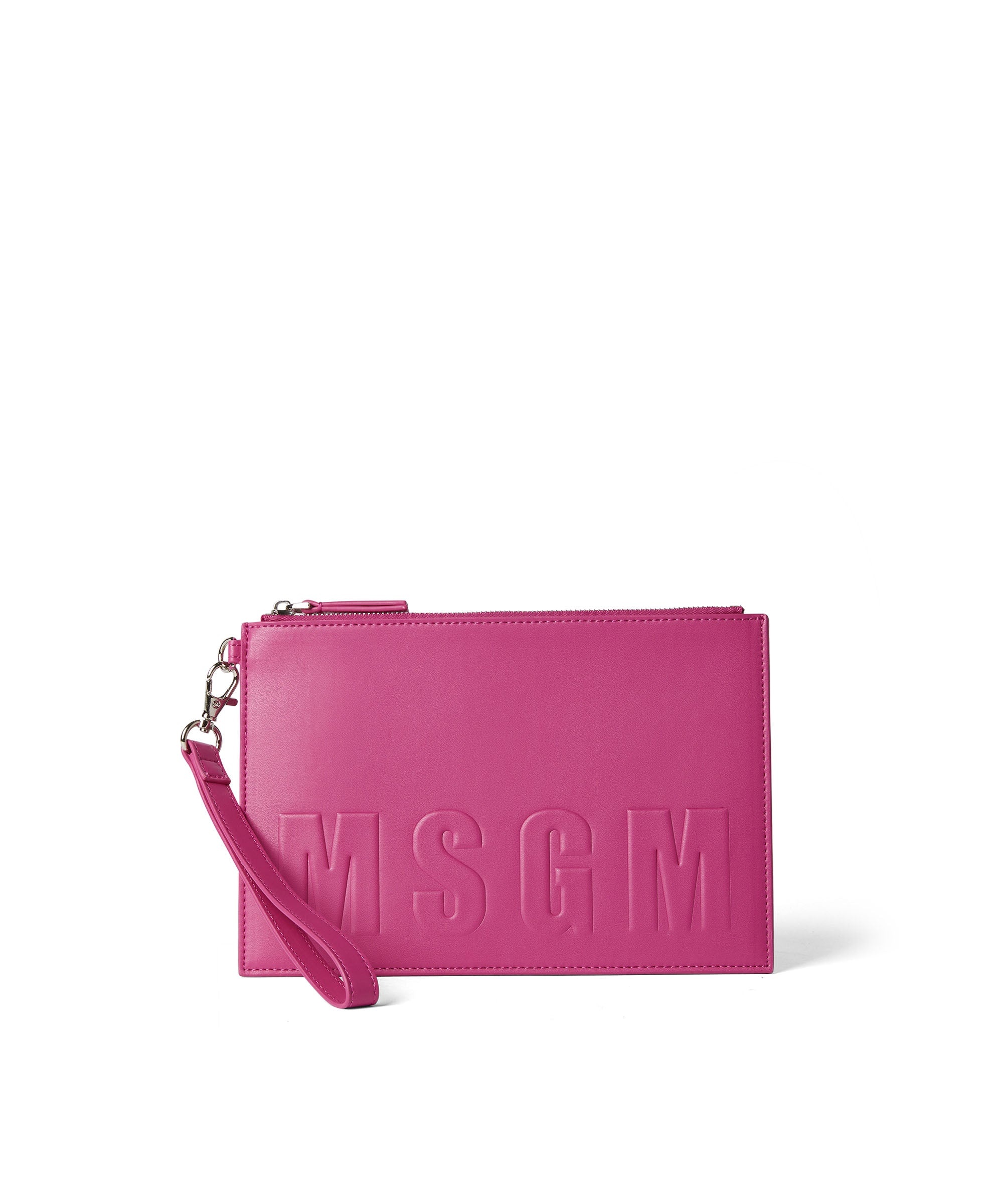 Faux leather clutch bag with embossed MSGM logo - 1