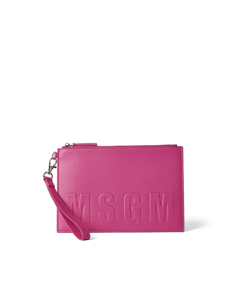 Faux leather clutch bag with embossed MSGM logo 1