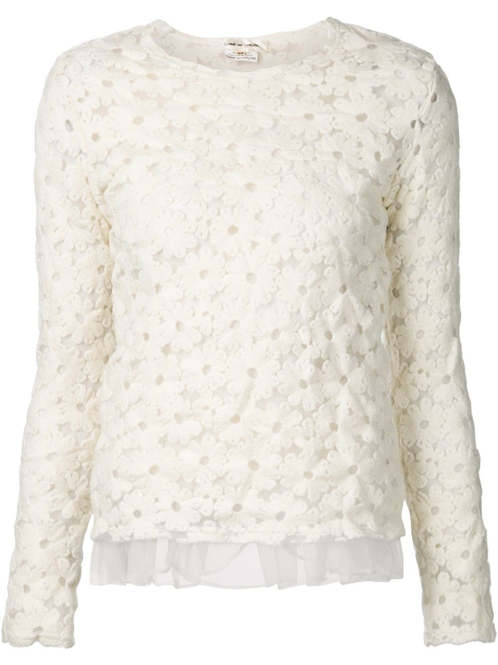 lace ruffled hem blouse - 1