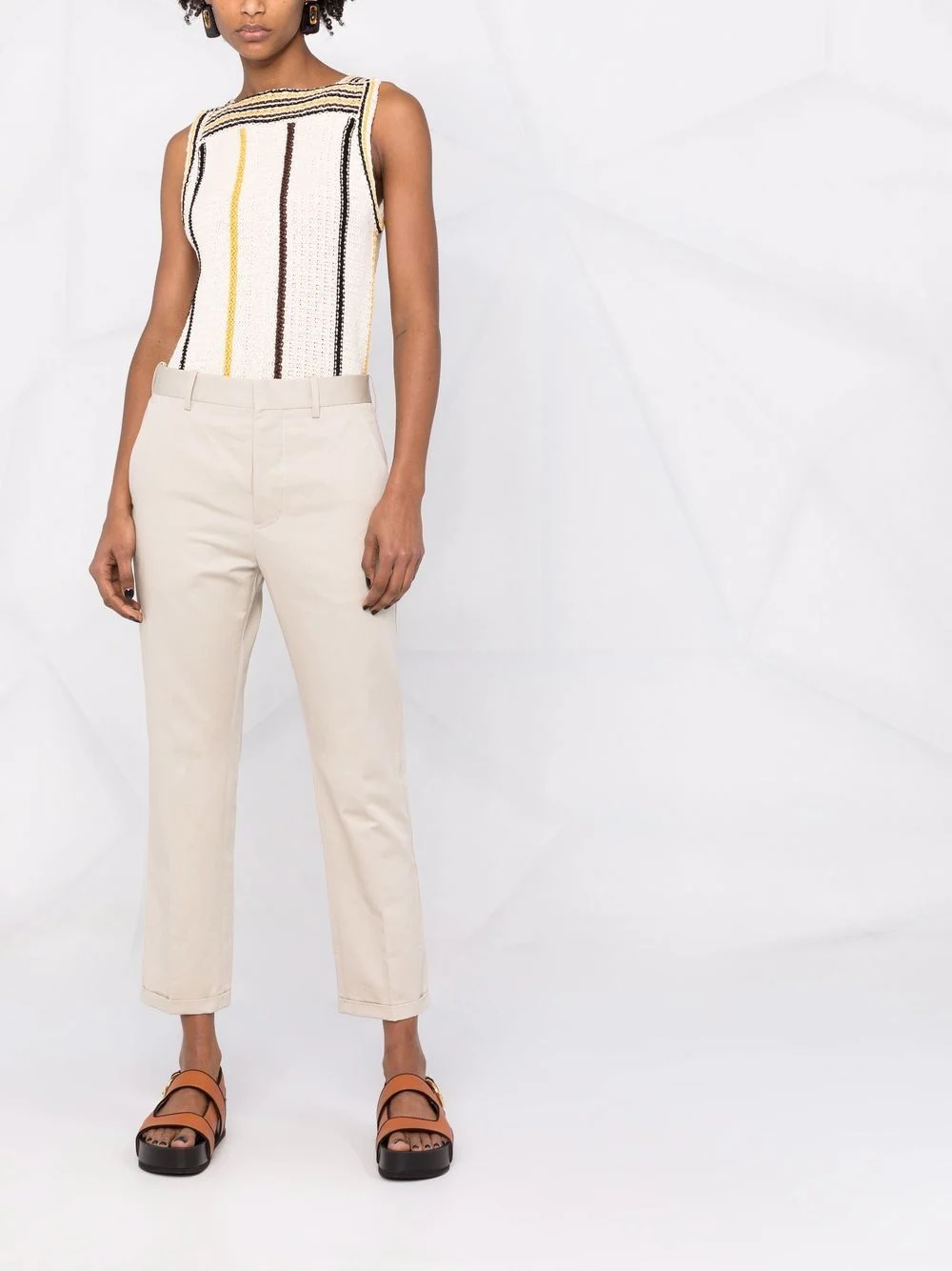 cropped straight-leg trousers - 2