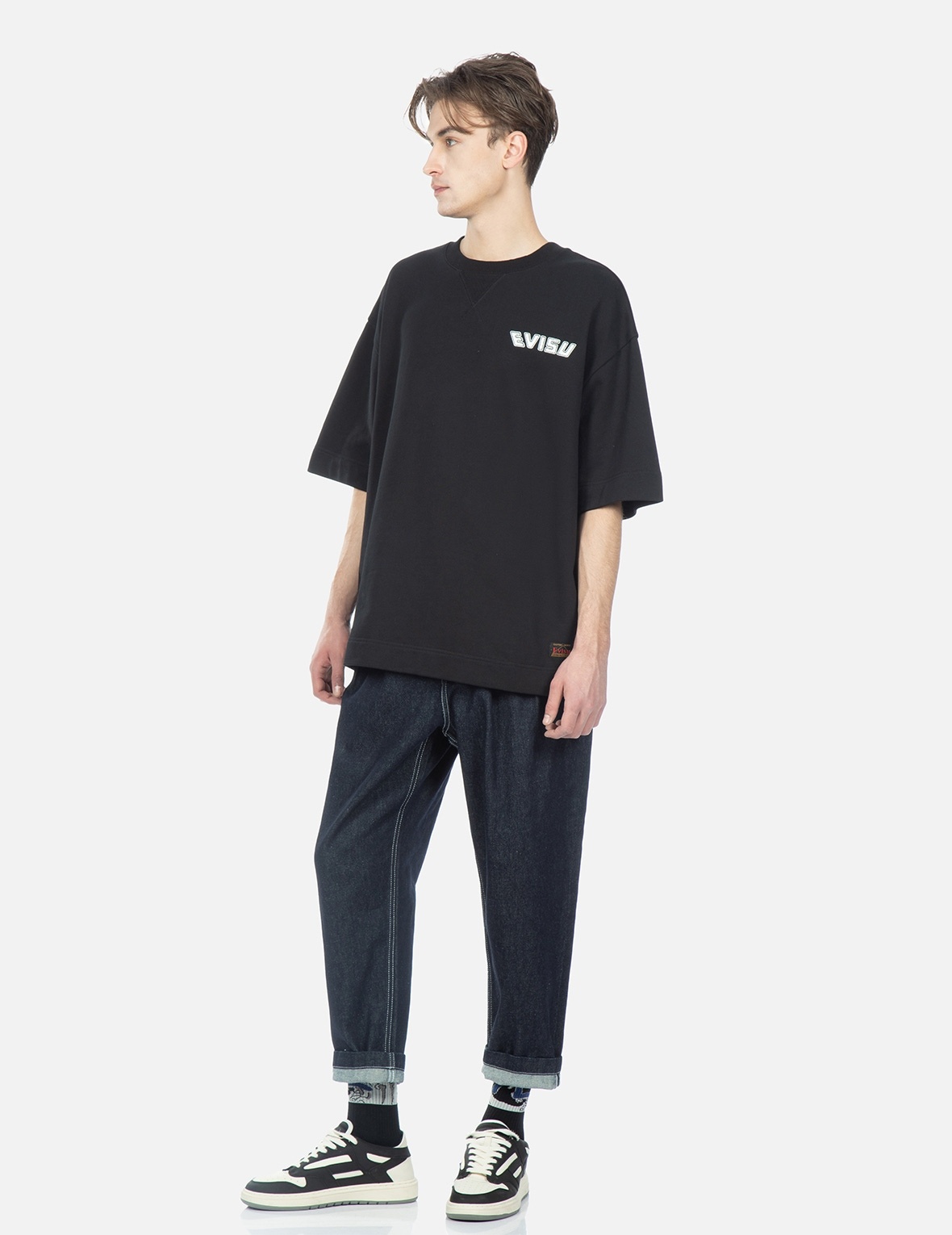 COLORBLOCK SEAGULL EMBROIDERED TAPERED-FIT JEANS - 4