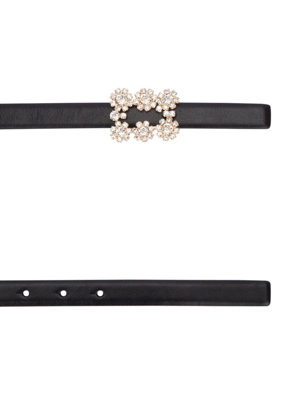 Flower Strass Buckle leather belt - 2