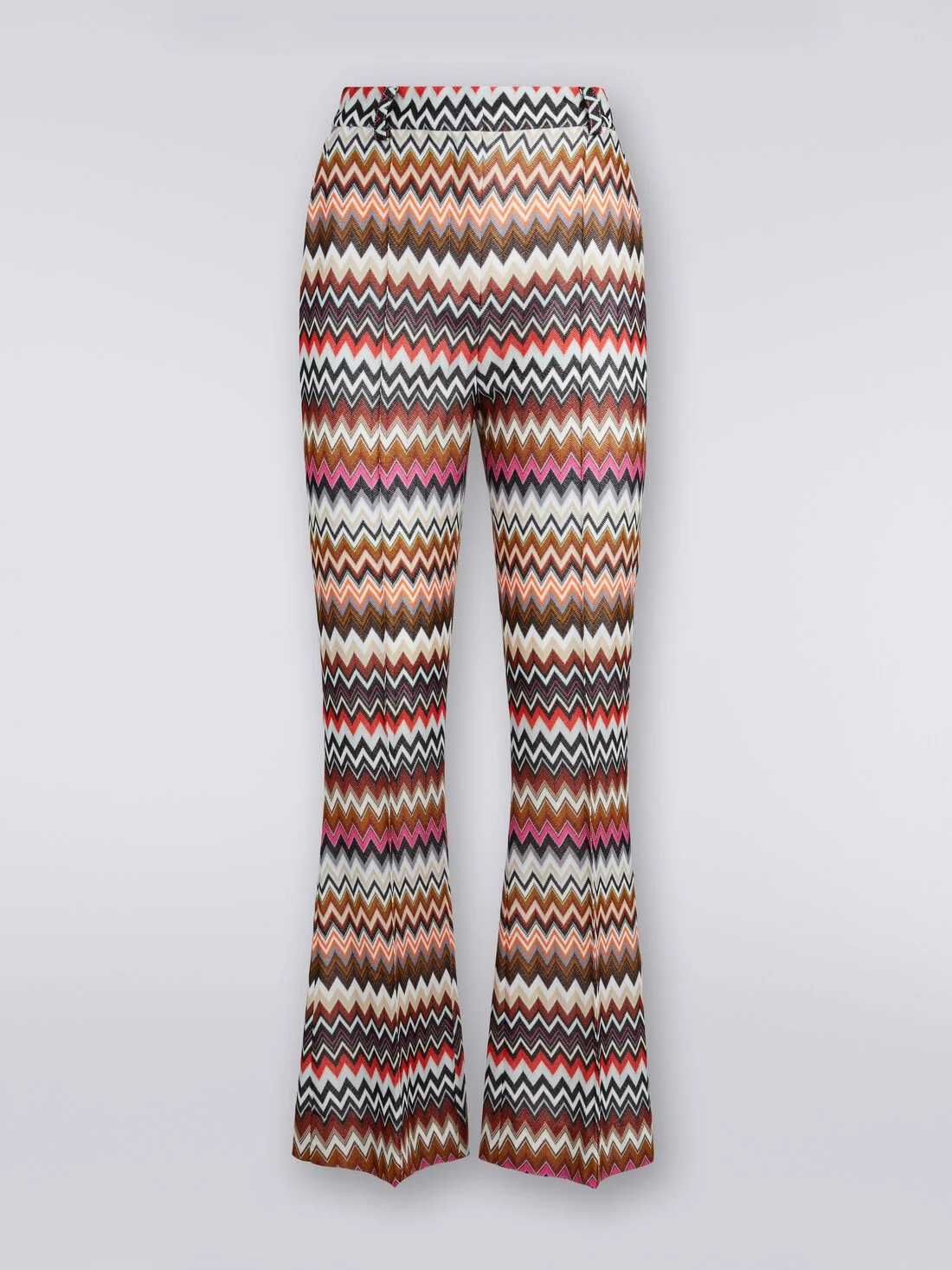 Flared zigzag viscose trousers - 1