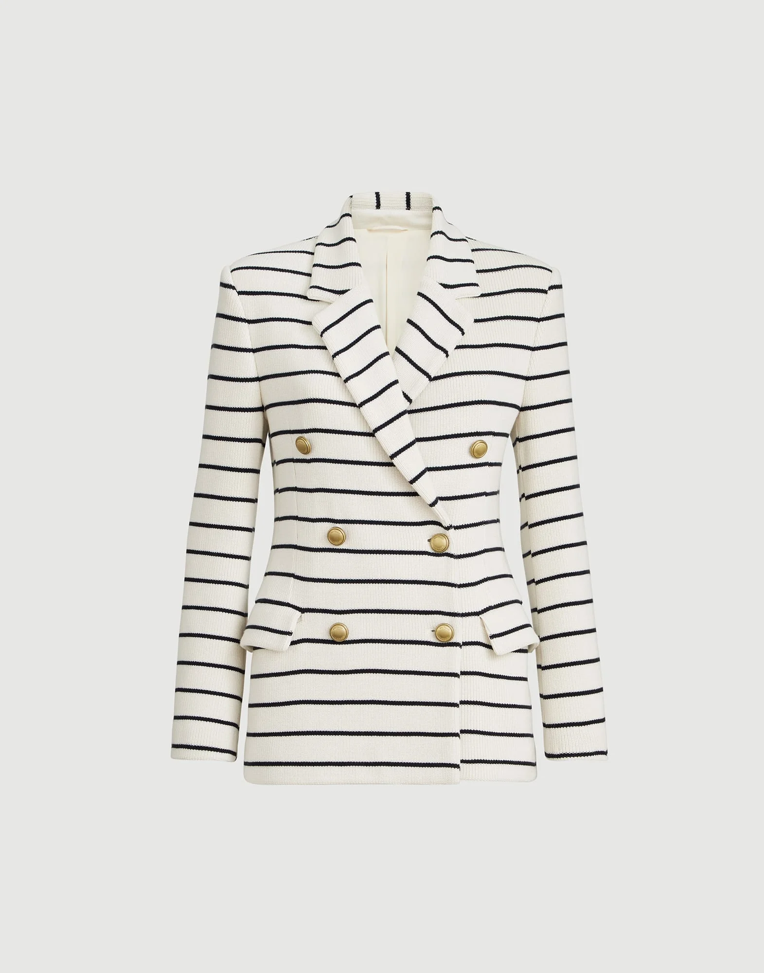 Cotton striped knit blazer with monili - 1