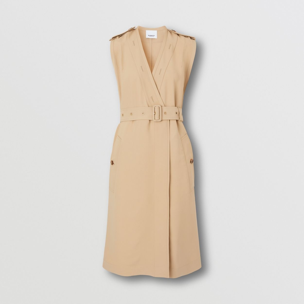 Sleeveless Viscose V-neck Trench Dress - 1