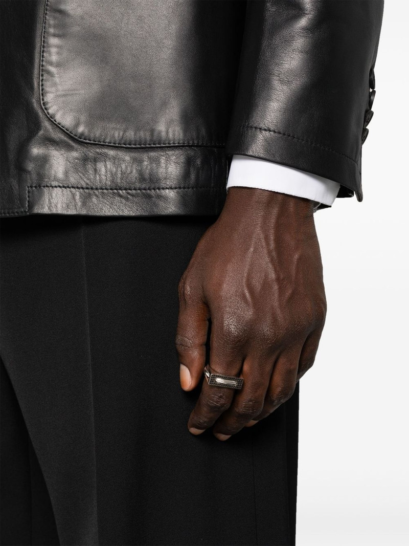 TOM WOOD black-spinel rings (set of two) outlook