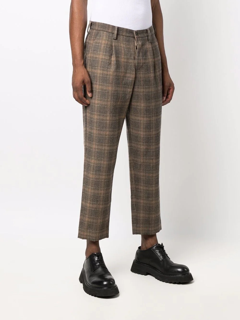 cropped plaid wool trousers - 3