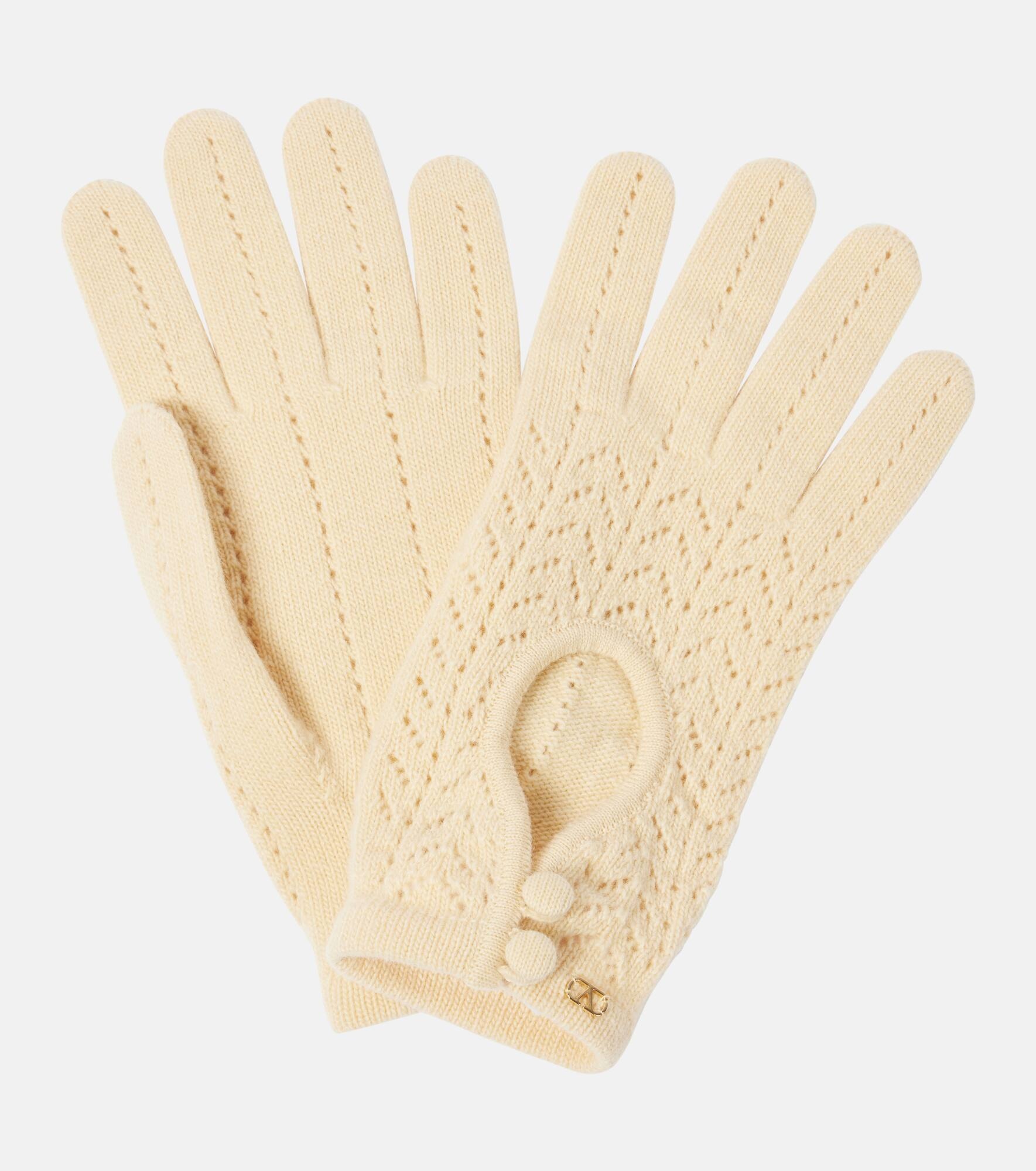Pointelle virgin wool gloves - 1