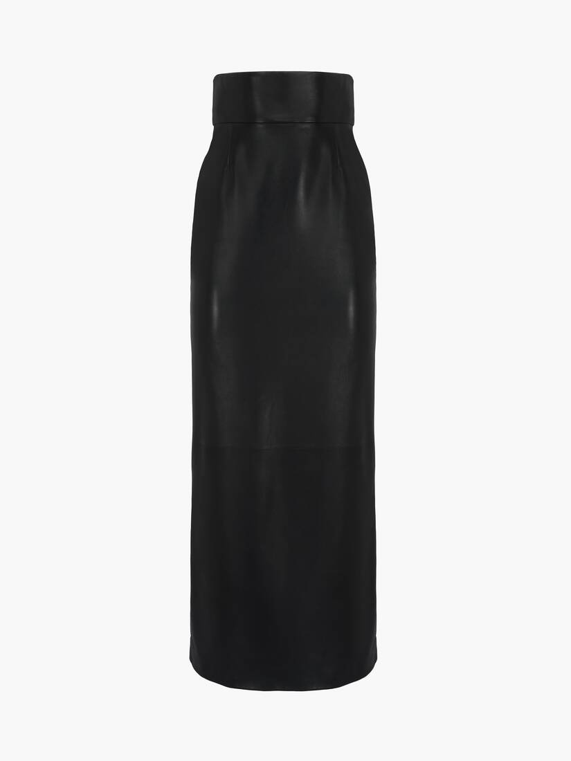Women's Leather Bustier Skirt in Black - 1