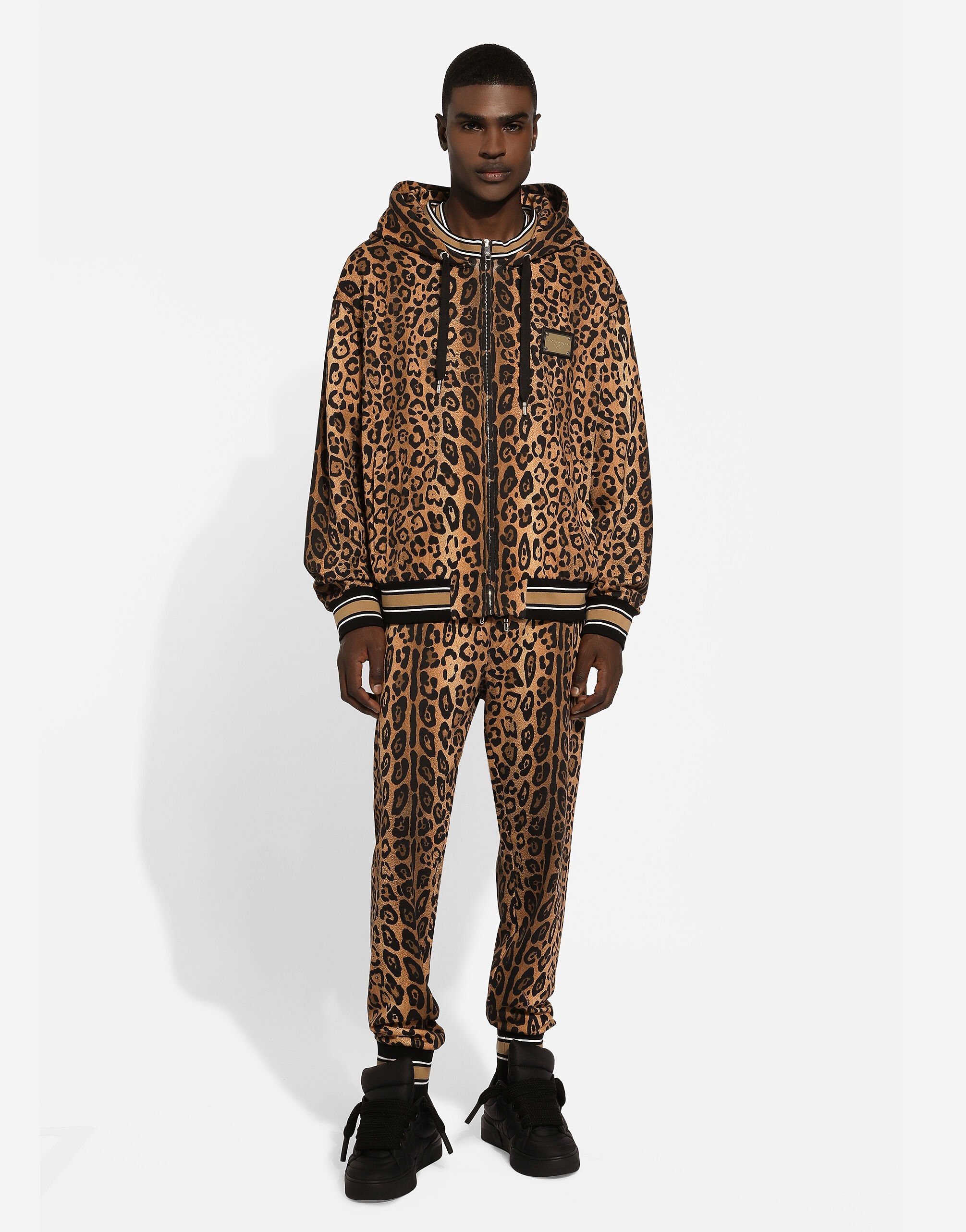 Hoodie with leopard-print Crespo and tag - 2