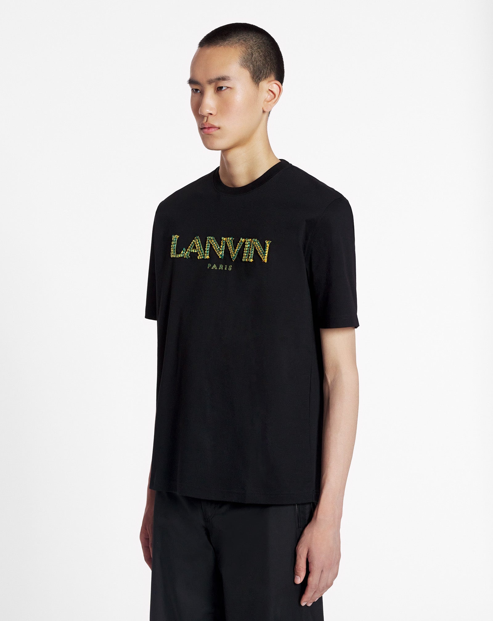 CLASSIC T-SHIRT WITH RAFFIA LANVIN PARIS EMBROIDERY - 3