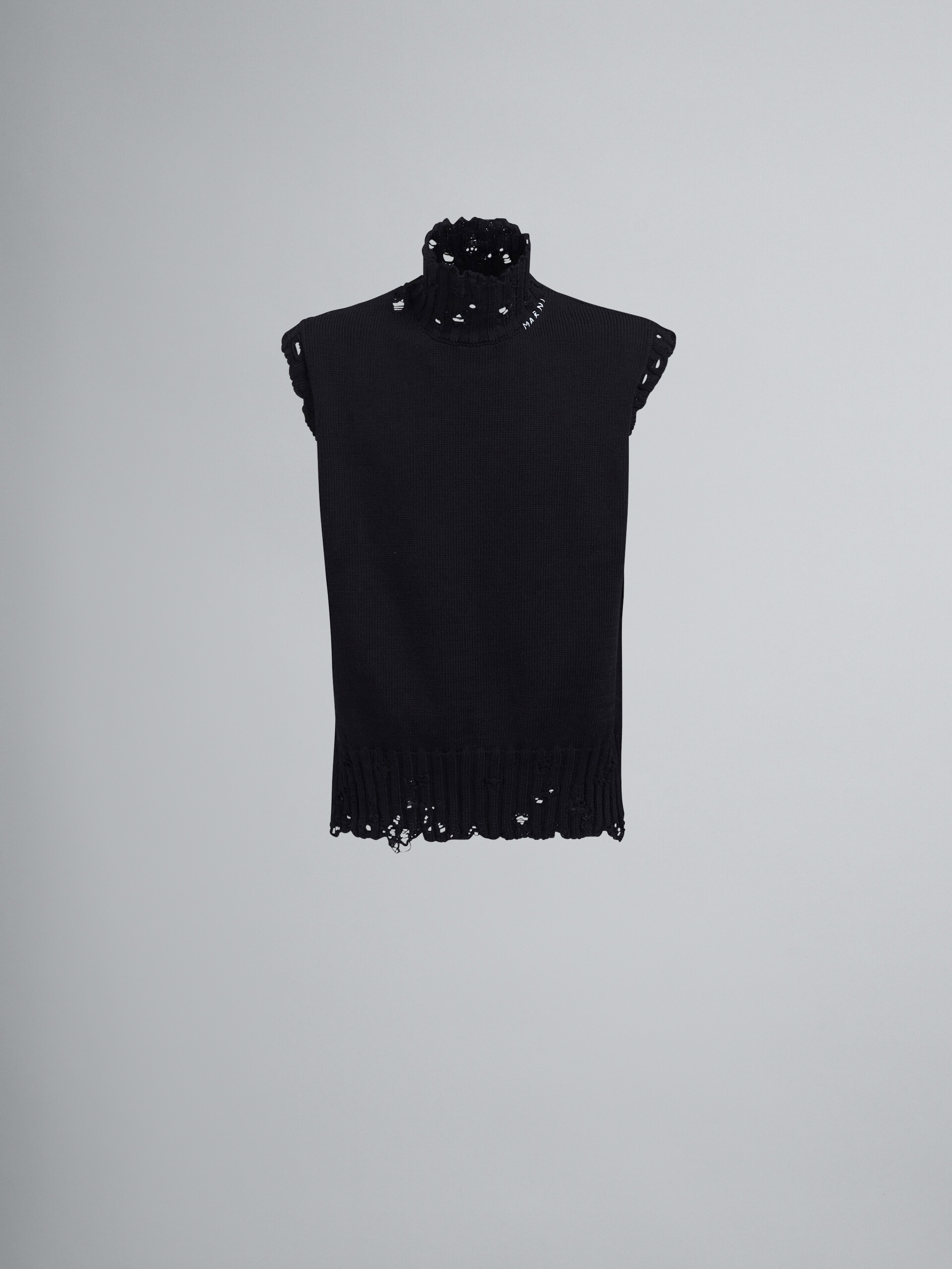 BLACK COTTON VEST - 1