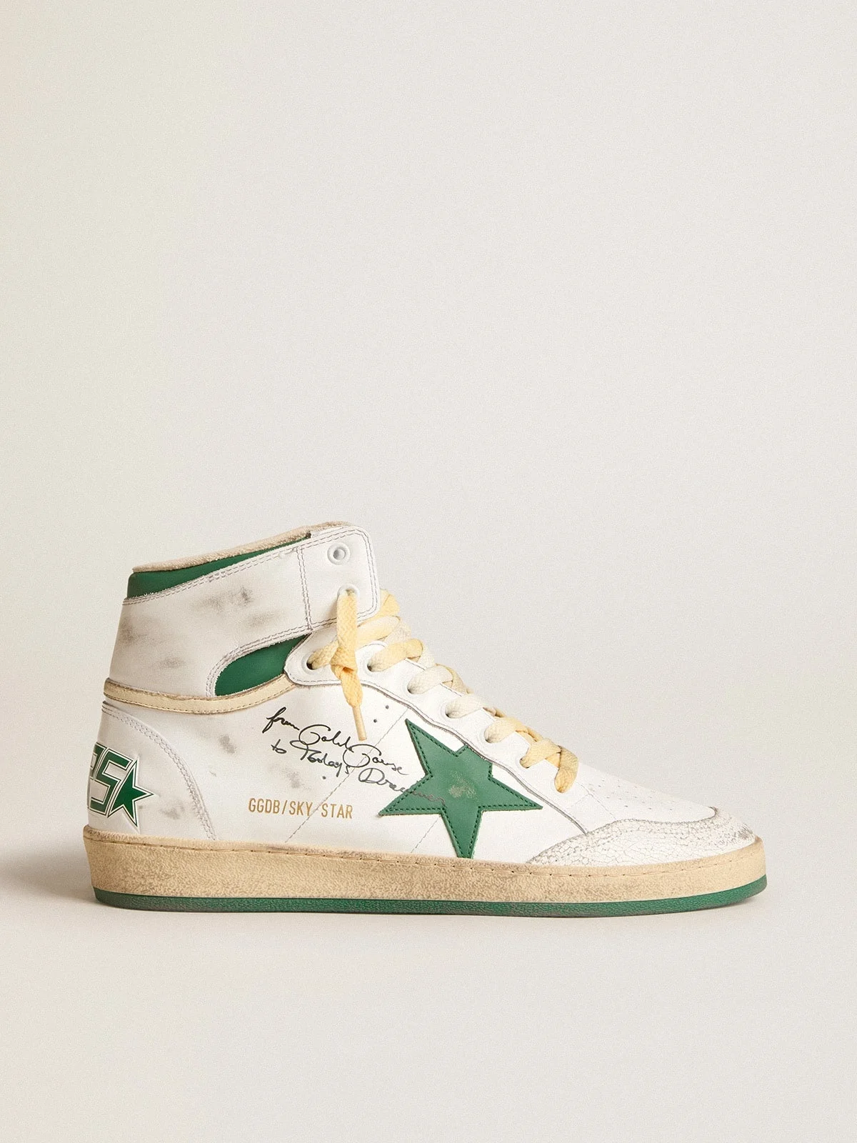 Sky-Star in white leather with green leather star - 1