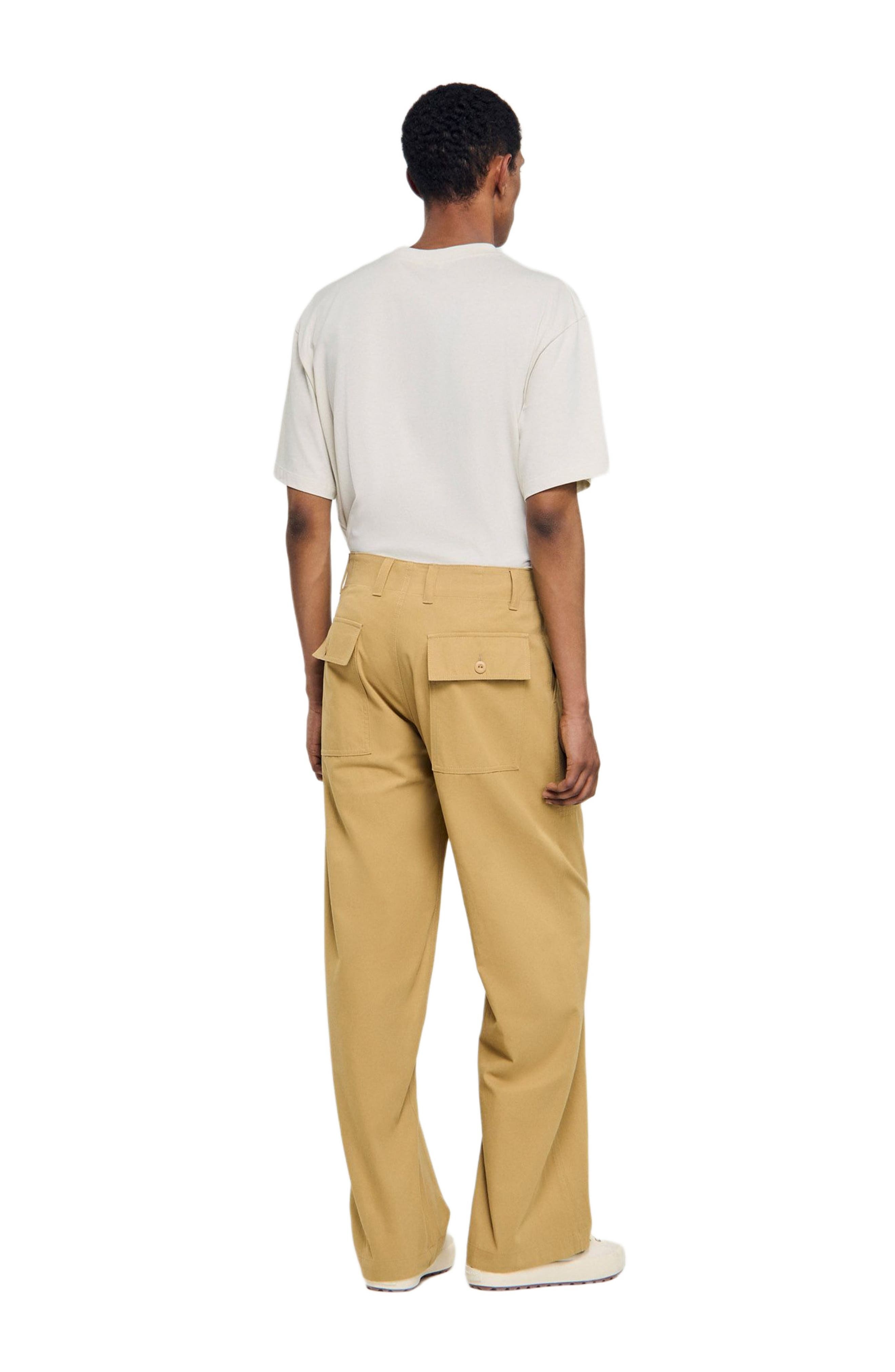 SANDRO Wide-leg cotton trousers in Ocher Yellow at Nordstrom - 2