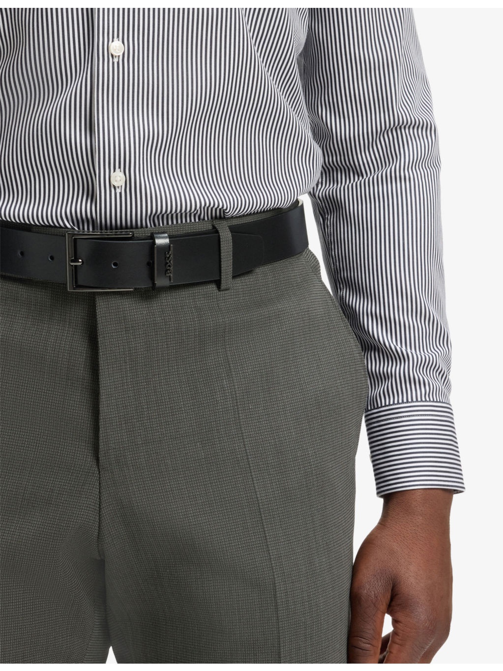 Branded-Buckle Leather Belt - 2