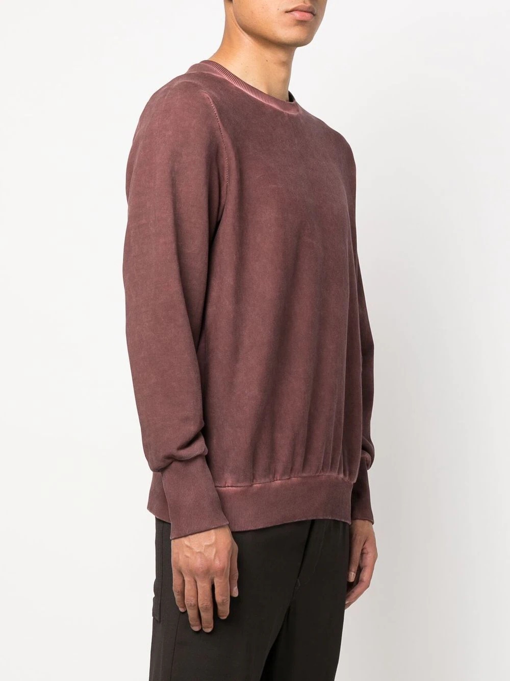 distressed-effect crew neck sweater - 3