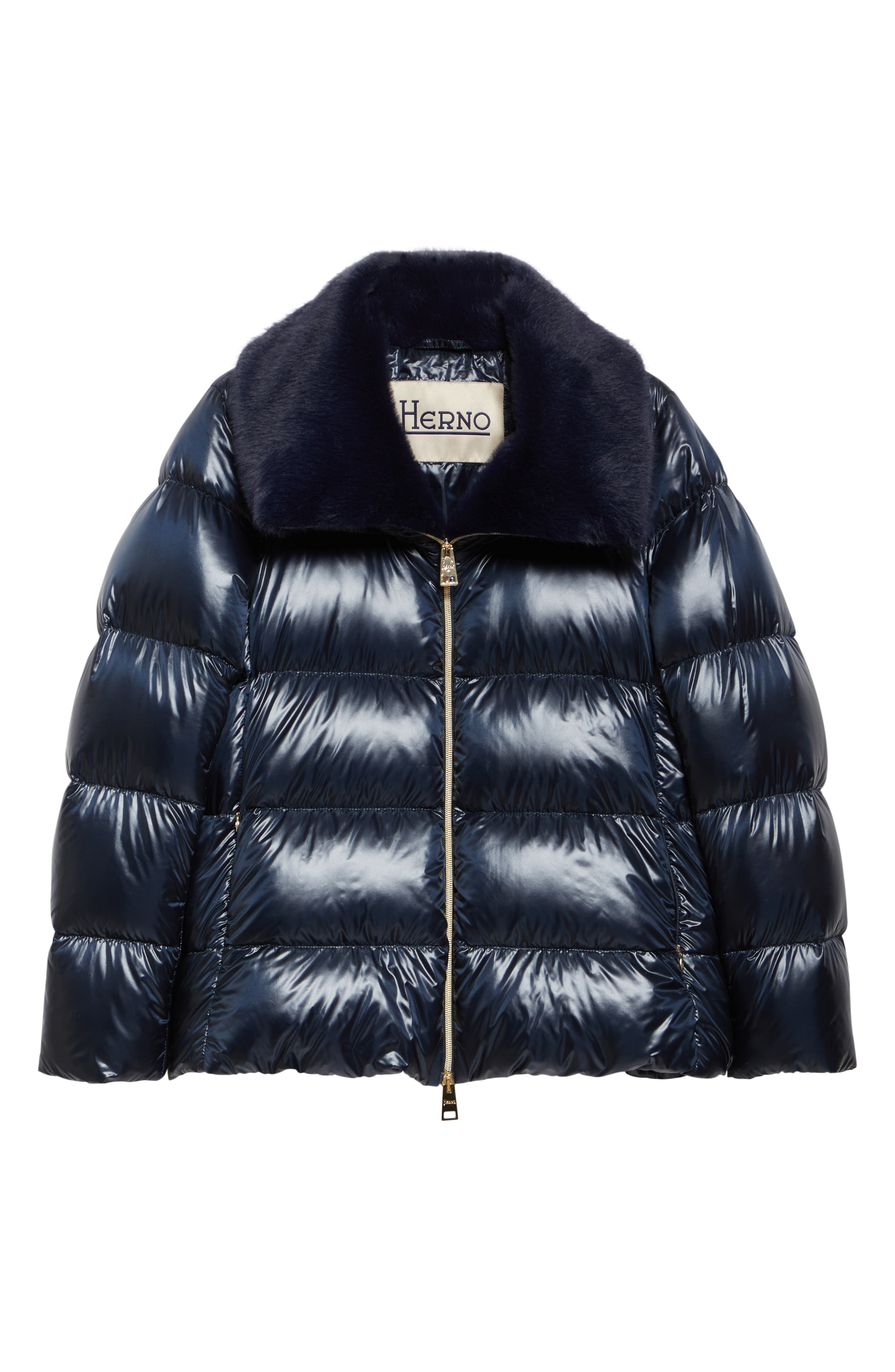 Herno Shiny Nylon Down Jacket in Blue Navy at Nordstrom - 6