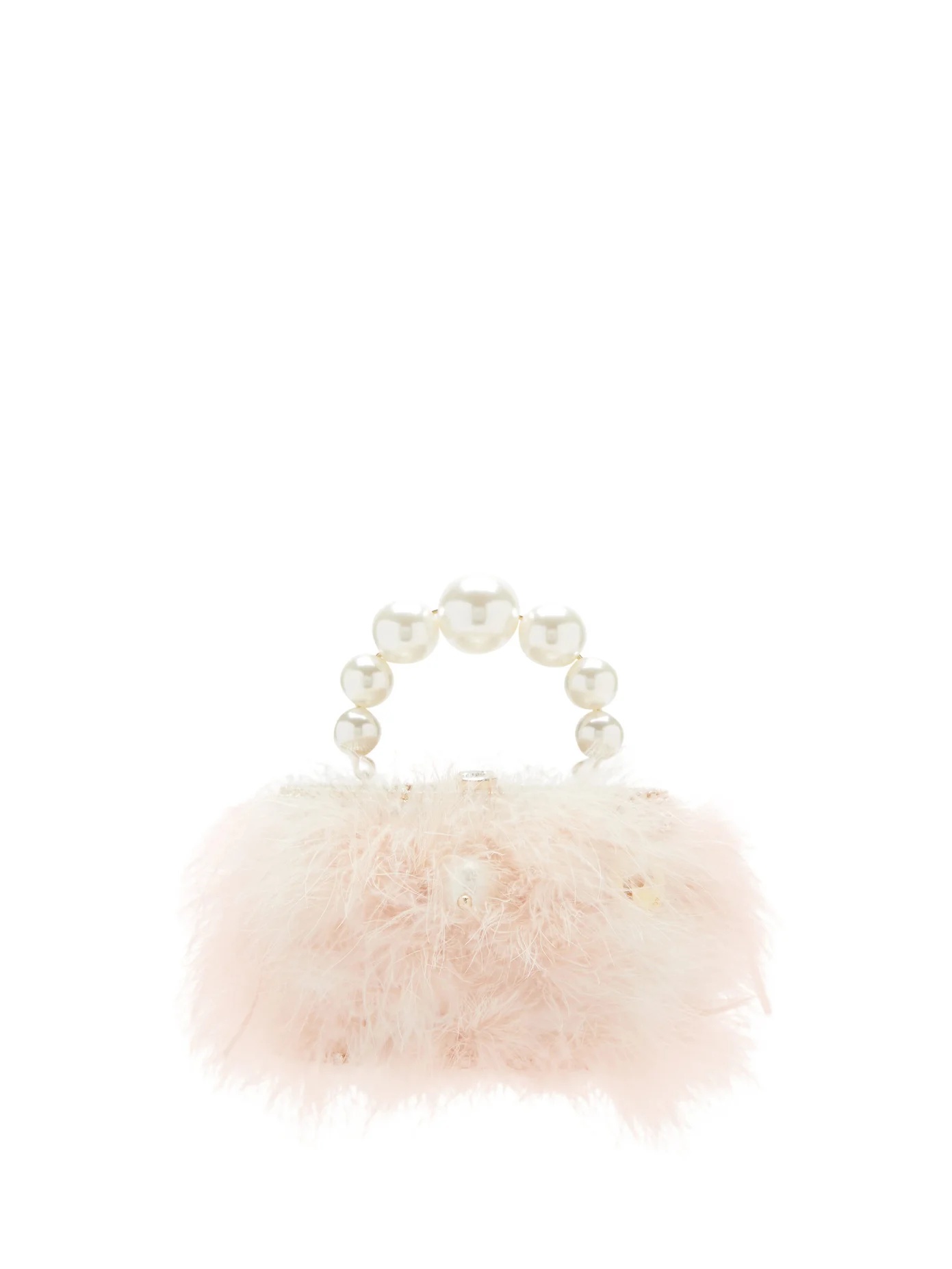 Nuvola faux-pearl handle marabou-feather bag - 1