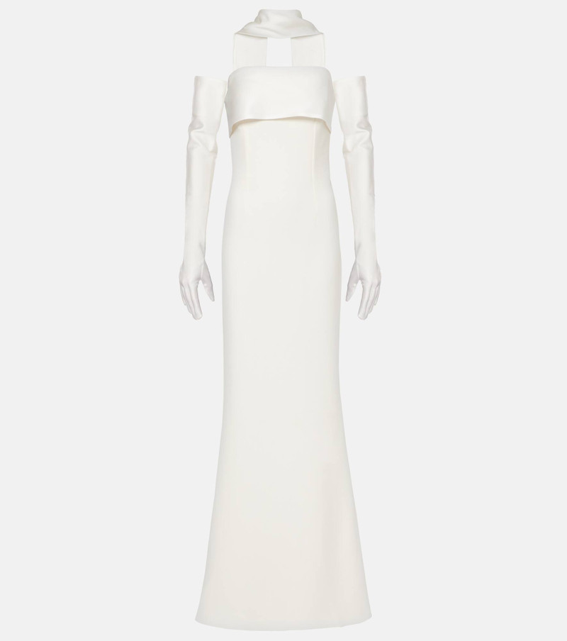 Roshana sash crêpe gown with gloves - 1