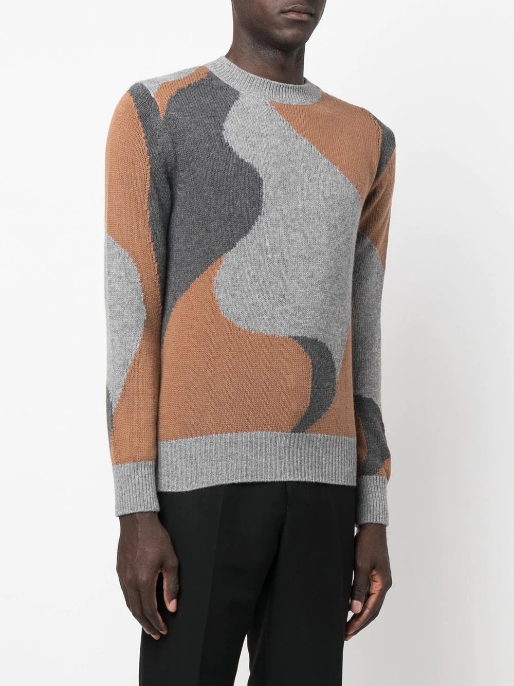 abstract-pattern knitted crew-neck jumper - 3
