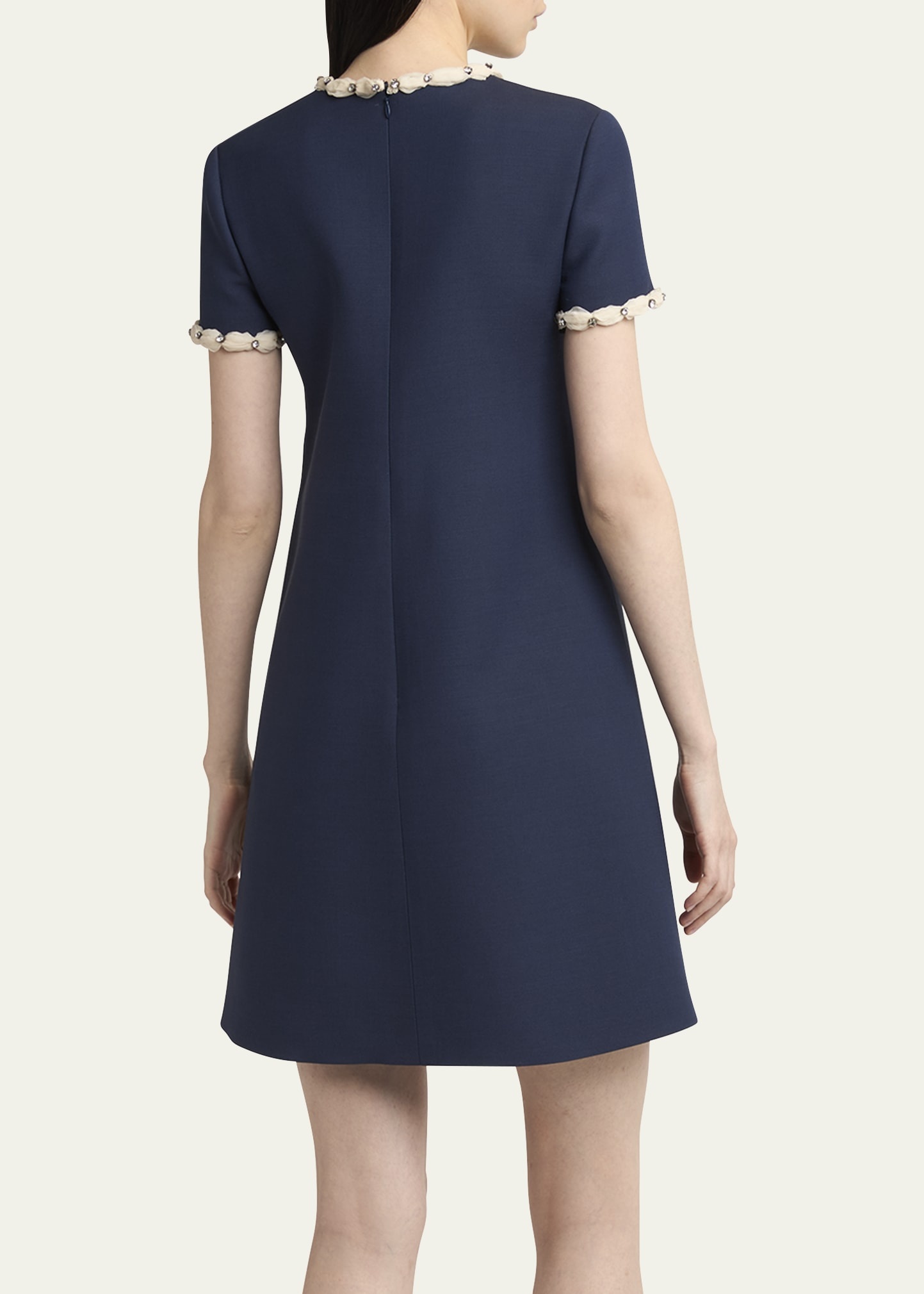 Puff-Trim Crystal Bow Mini Dress - 3