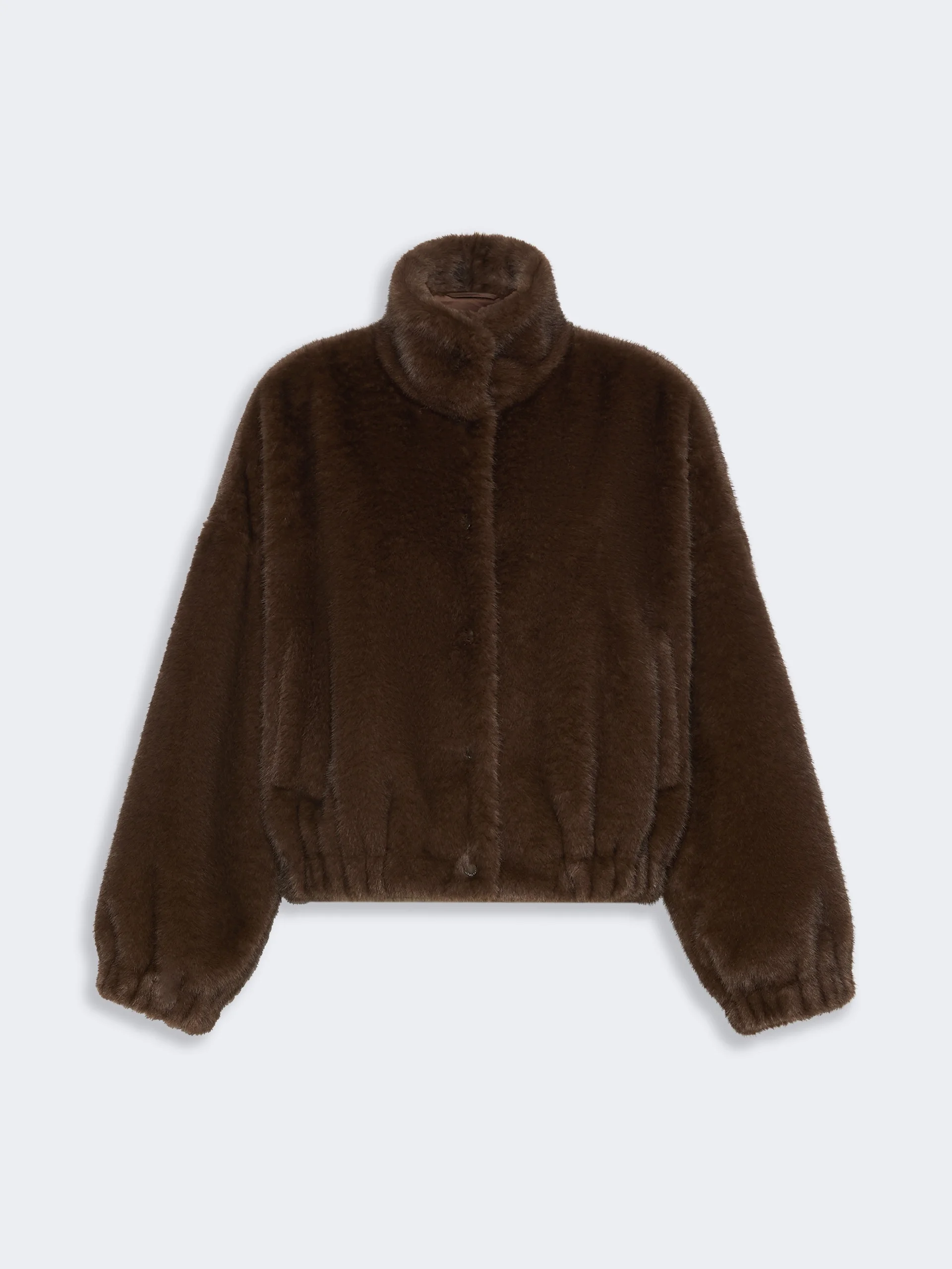 ANEMONE Fluffy-textured short jacket - BROWN - 1