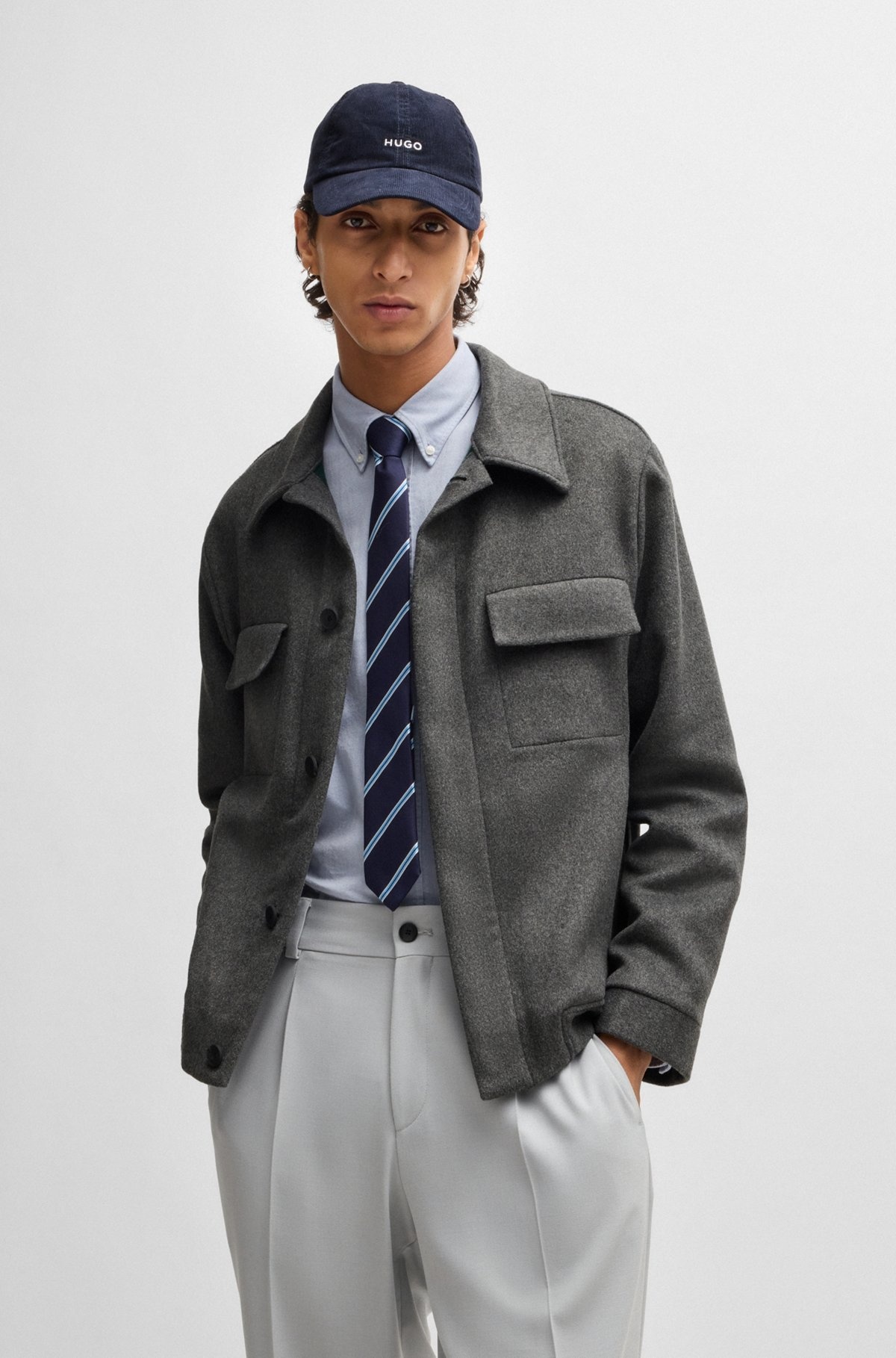 REGULAR-FIT JACKET WITH CONCEALED CLOSURE AND SHIRT COLLAR - 2
