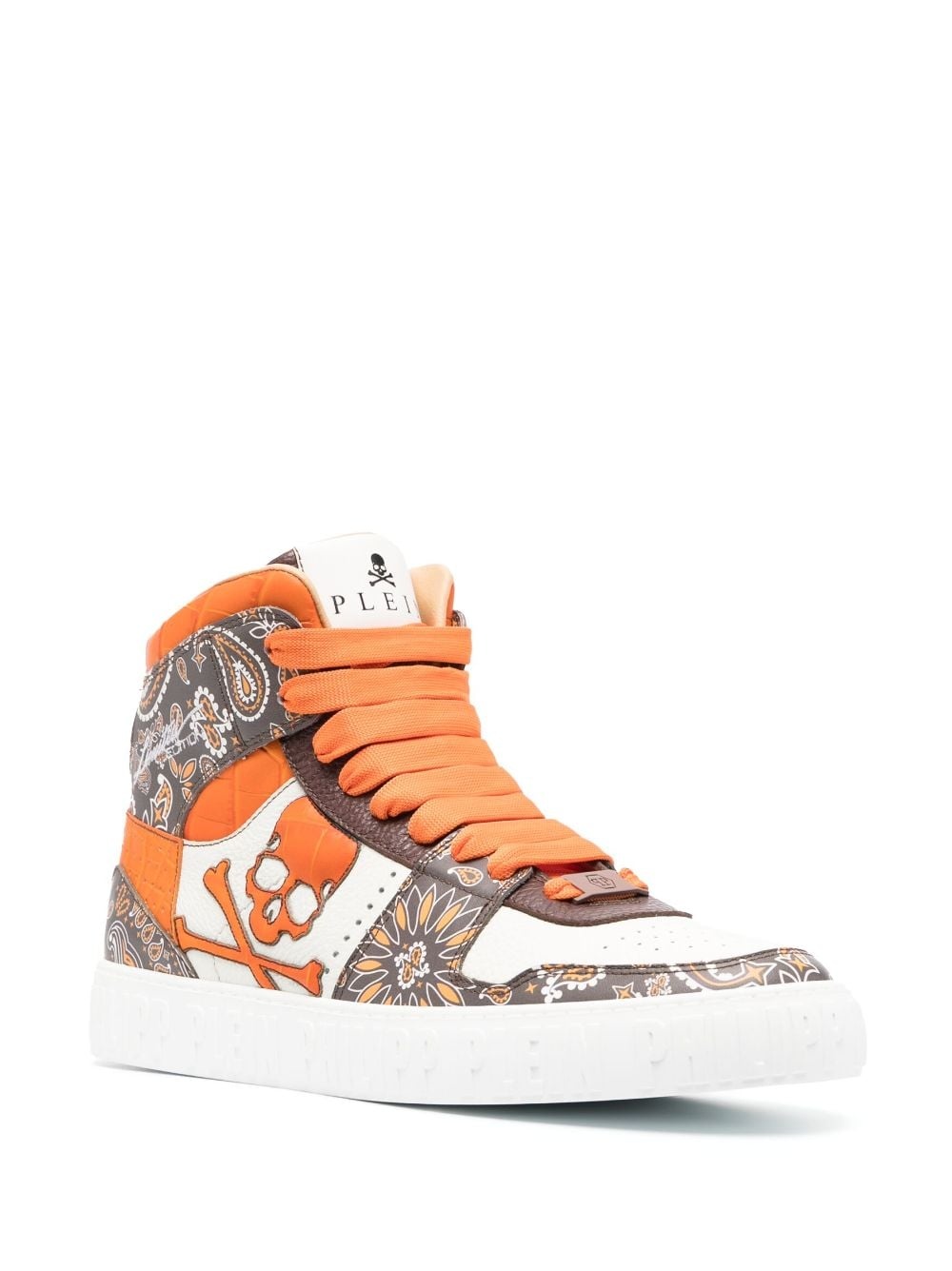 paisley-print high-top leather sneakers - 2