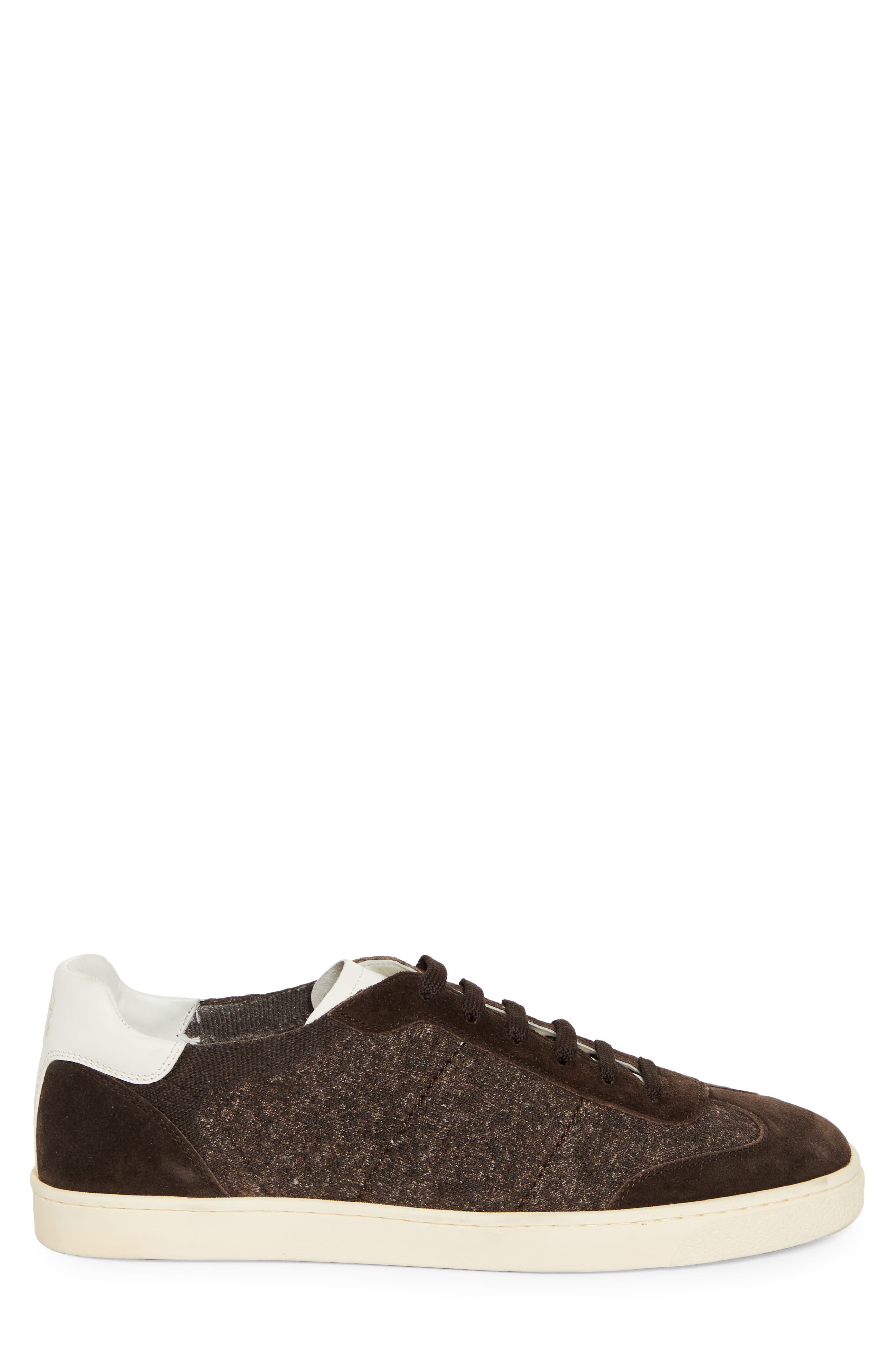 Brunello Cucinelli Mixed Media Low Top Sneaker in Cam27 Dark Brown at Nordstrom - 3