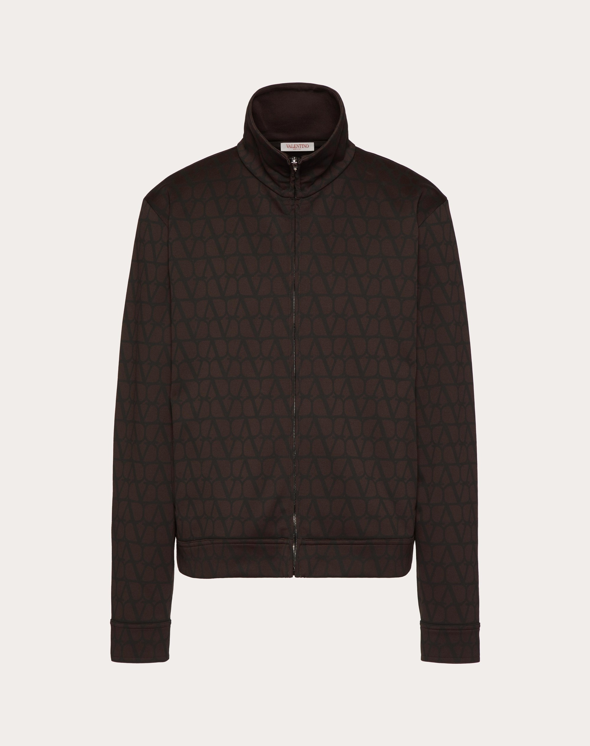 COTTON HIGH-NECK SWEATSHIRT WITH ZIPPER AND TOILE ICONOGRAPHE PRINT - 1