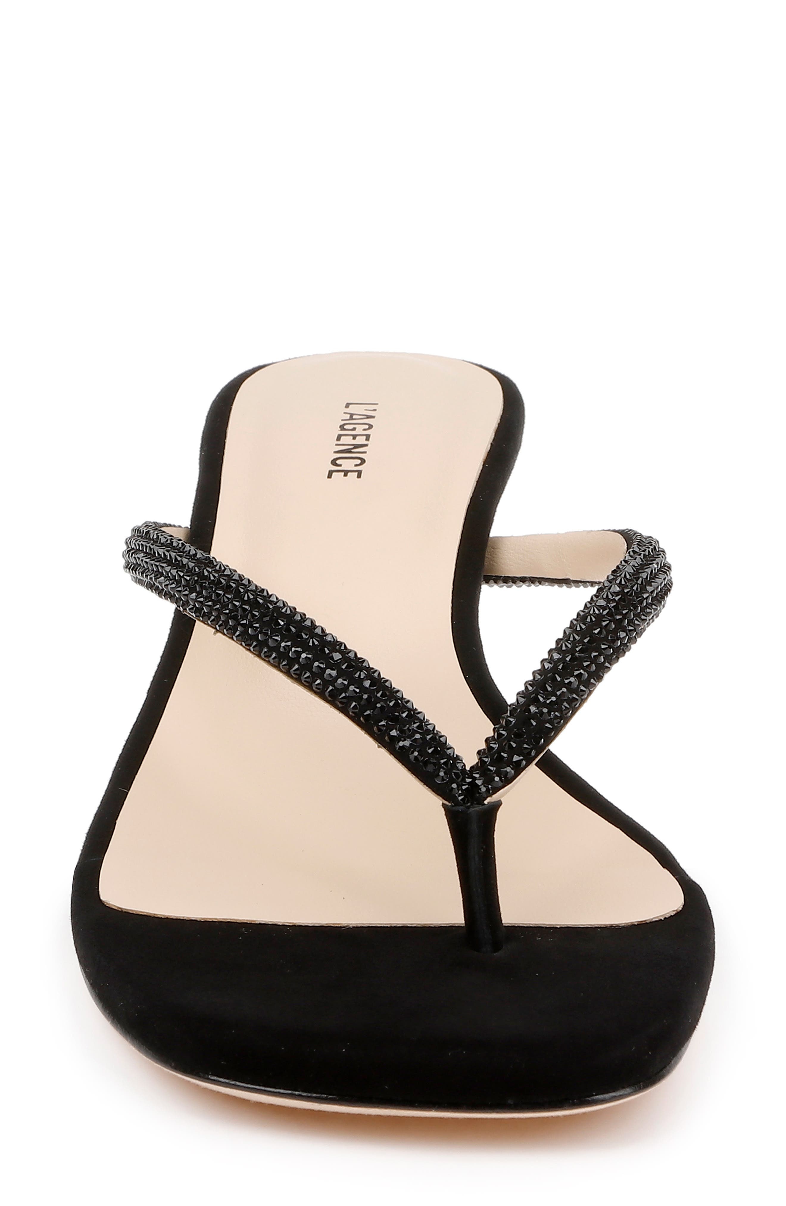 L'AGENCE Hortense Kitten Heel Sandal in Black Suede at Nordstrom - 4