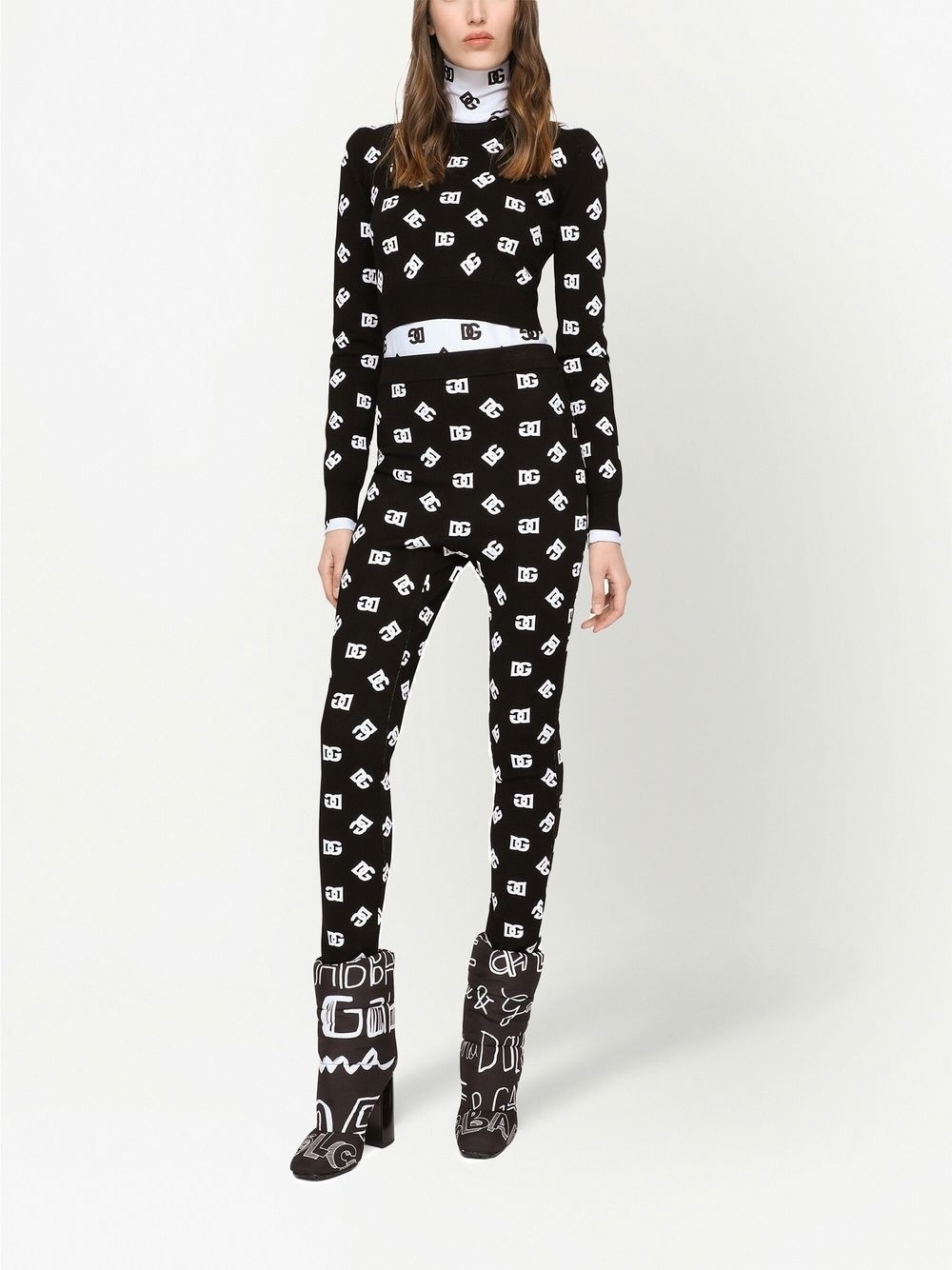 DG logo jacquard cropped sweater - 3