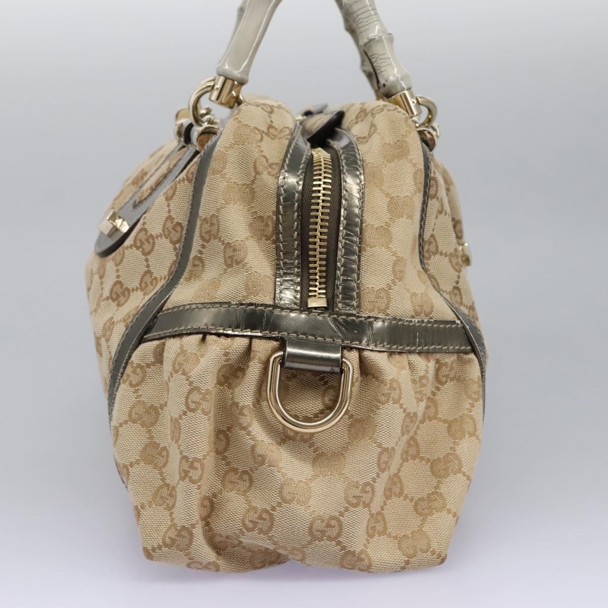 GUCCI Bamboo GG Canvas Hand Bag Beige - 3