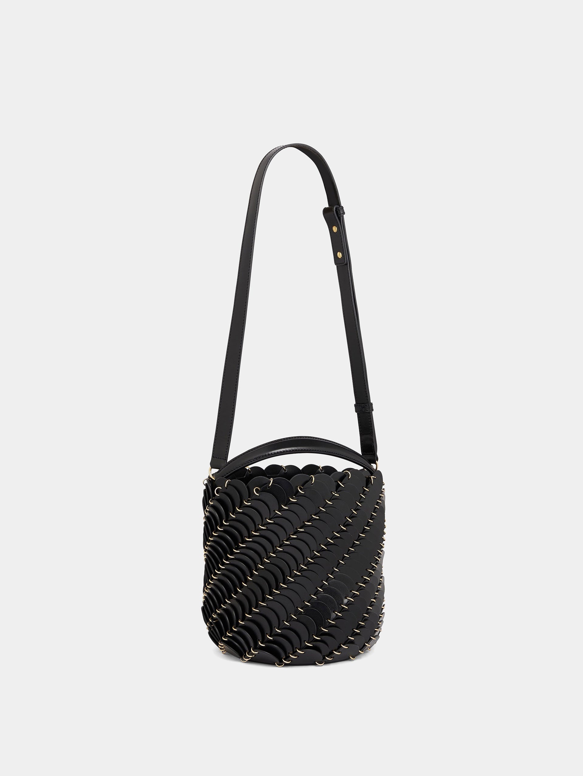 MEDIUM BLACK BUCKET PACO BAG IN LEATHER - 4