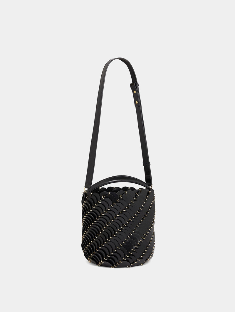 MEDIUM BLACK BUCKET PACO BAG IN LEATHER 4
