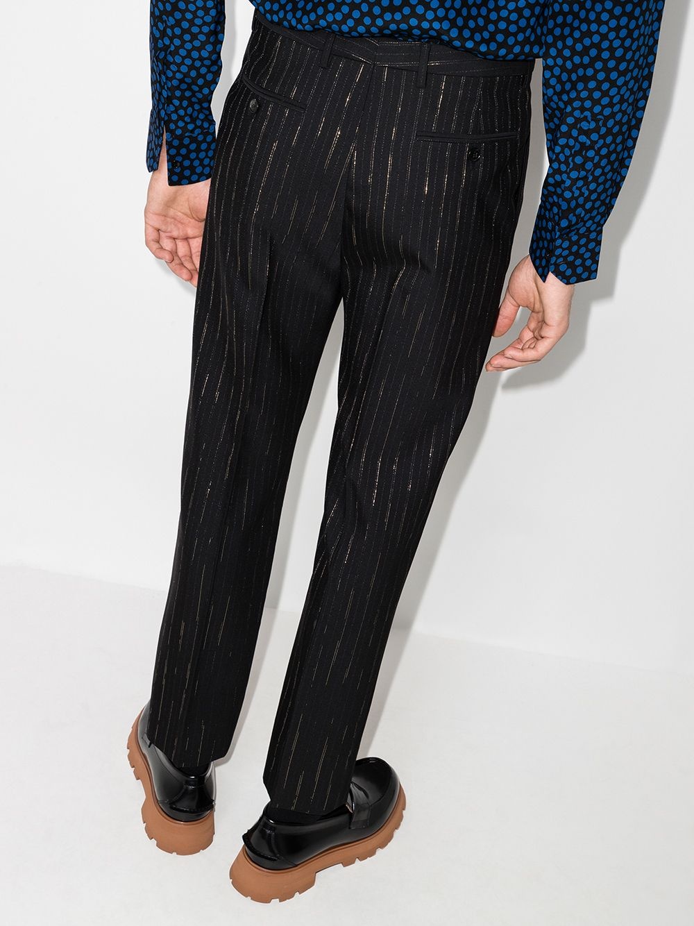 lurex-pinstripe high-waisted tailored trousers - 3