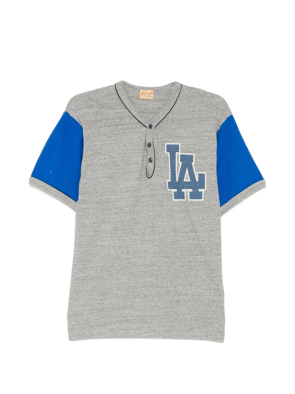 CONTRAST-SLEEVE HENLEY-NECK T-SHIRT - 1