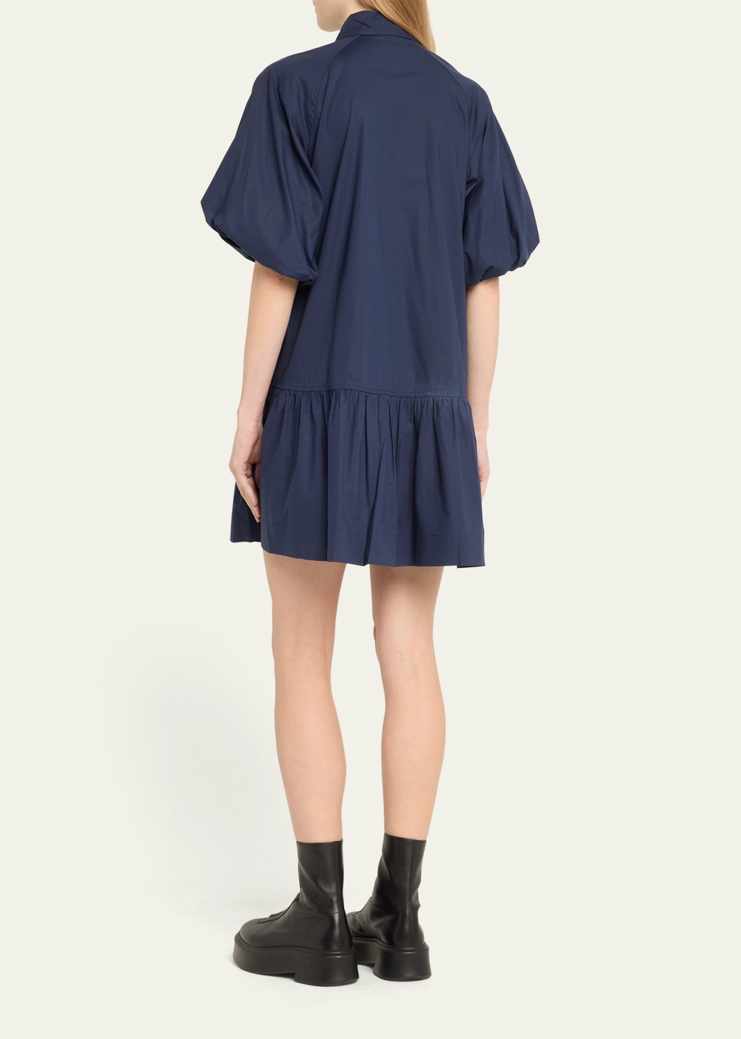 Crissy Puff-Sleeve Cotton Poplin Mini Shirtdress - 3